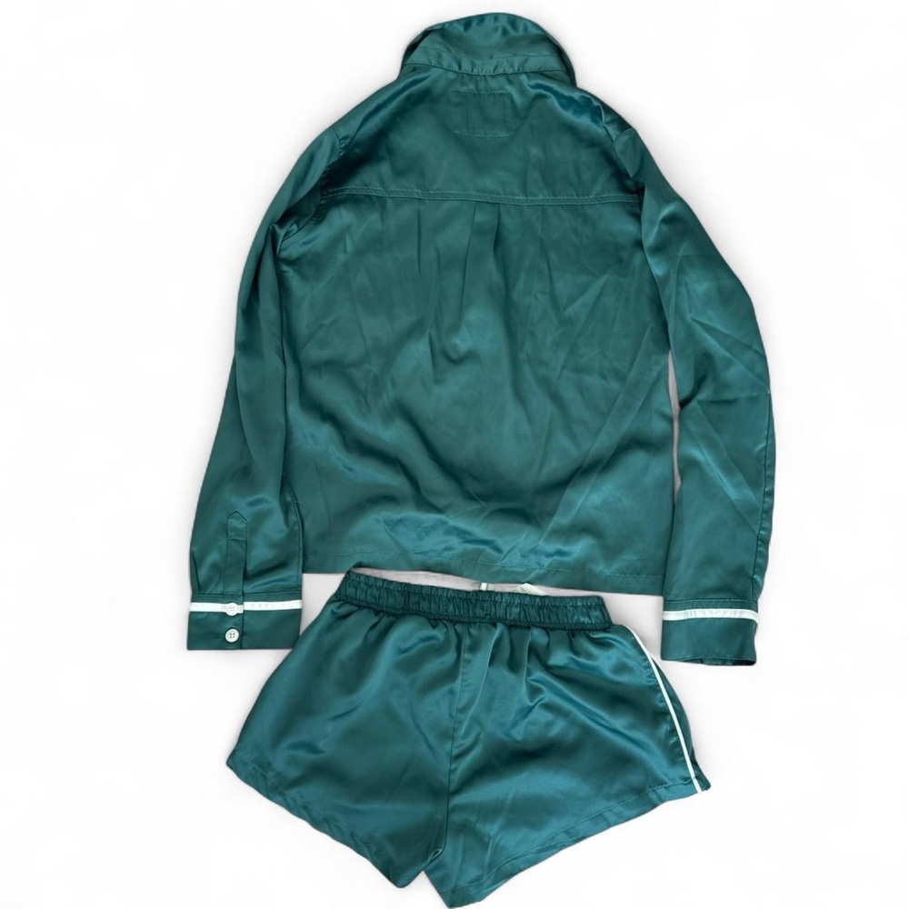 Abercrombie & Fitch Emerald Green Sleep Set with White Trim - Picture 2 of 4